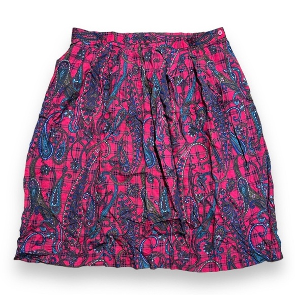 Vintage 70s/80s Koret Red Plaid Paisley Skirt Women’s Plus Size 24W Retro - Picture 1 of 7